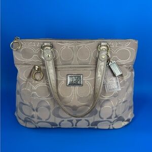 COACH POPPY Khaki & Gold Metallic Shoulder Bag